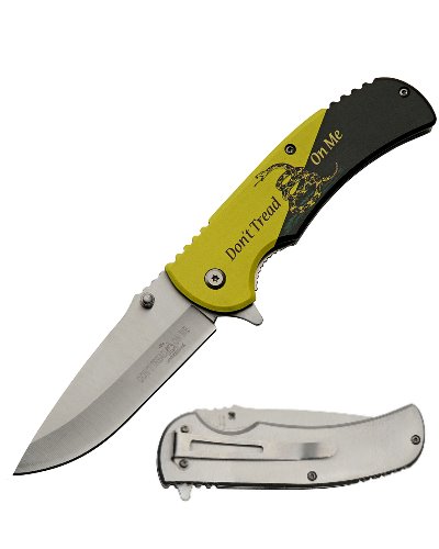 yellow and black Gadsden Dont Tread On Me spring assist knife